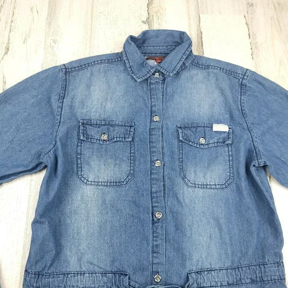 7 For All Mankind Denim Jeans Button Front girls Dress Pockets Size XL